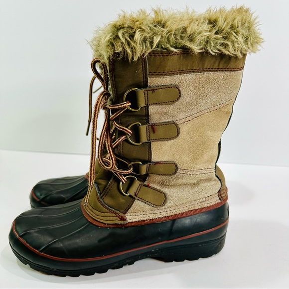 🎀 KHOMBU WOMENS SHERPA STYLE WINTER SNOW BOOTS SIZE 9 GREAT COND LOTS OF LIFE - Picture 4 of 9